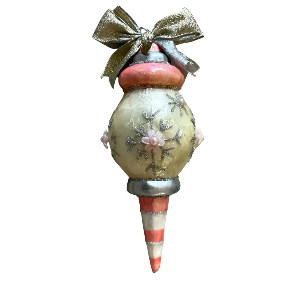 RETIRED Mackenzie-Childs Home Sweet Snow Capiz Ornament Set of 3 NEW